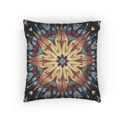 Geometric Starburst Mandala Woven Pillow | Boho Home Decor, Kilim Style