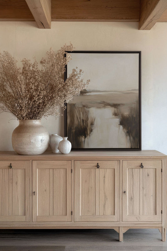 NEBELHAFT BLAUER HORIZONT, Kunst auf gespannter Leinwand