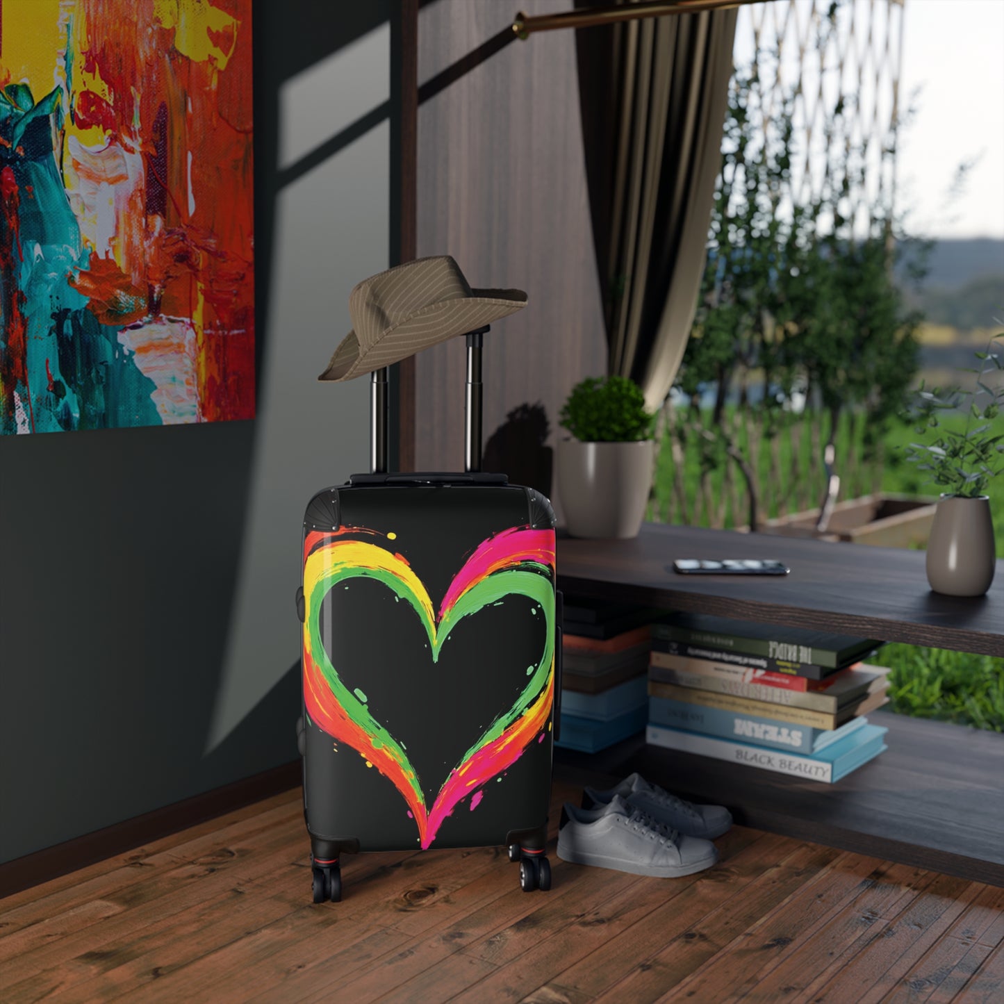 Bunter Herz-Koffer – Neon-Farb-Herz Handgepäck Reisekoffer
