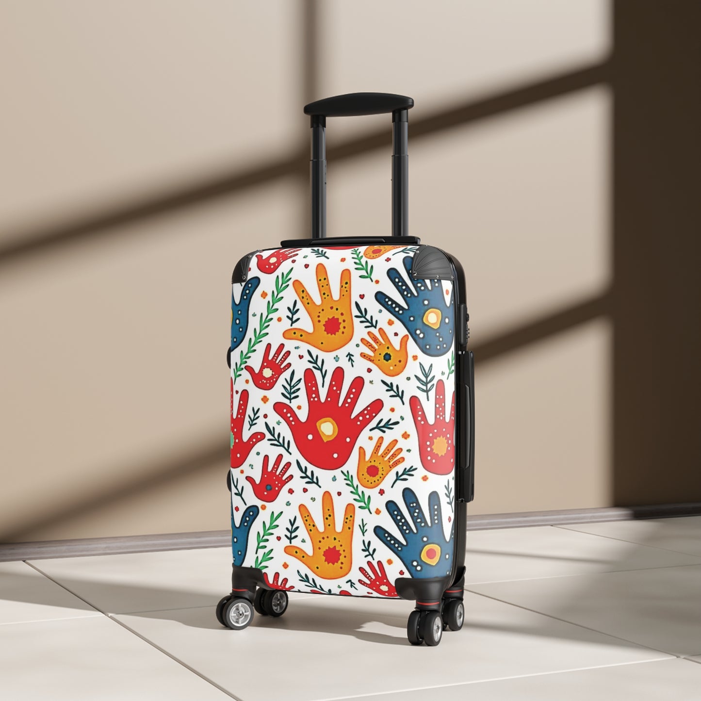 Bunter Handabdruck-Muster-Koffer — Verspieltes Reise-Handgepäck für Kinder & Familien