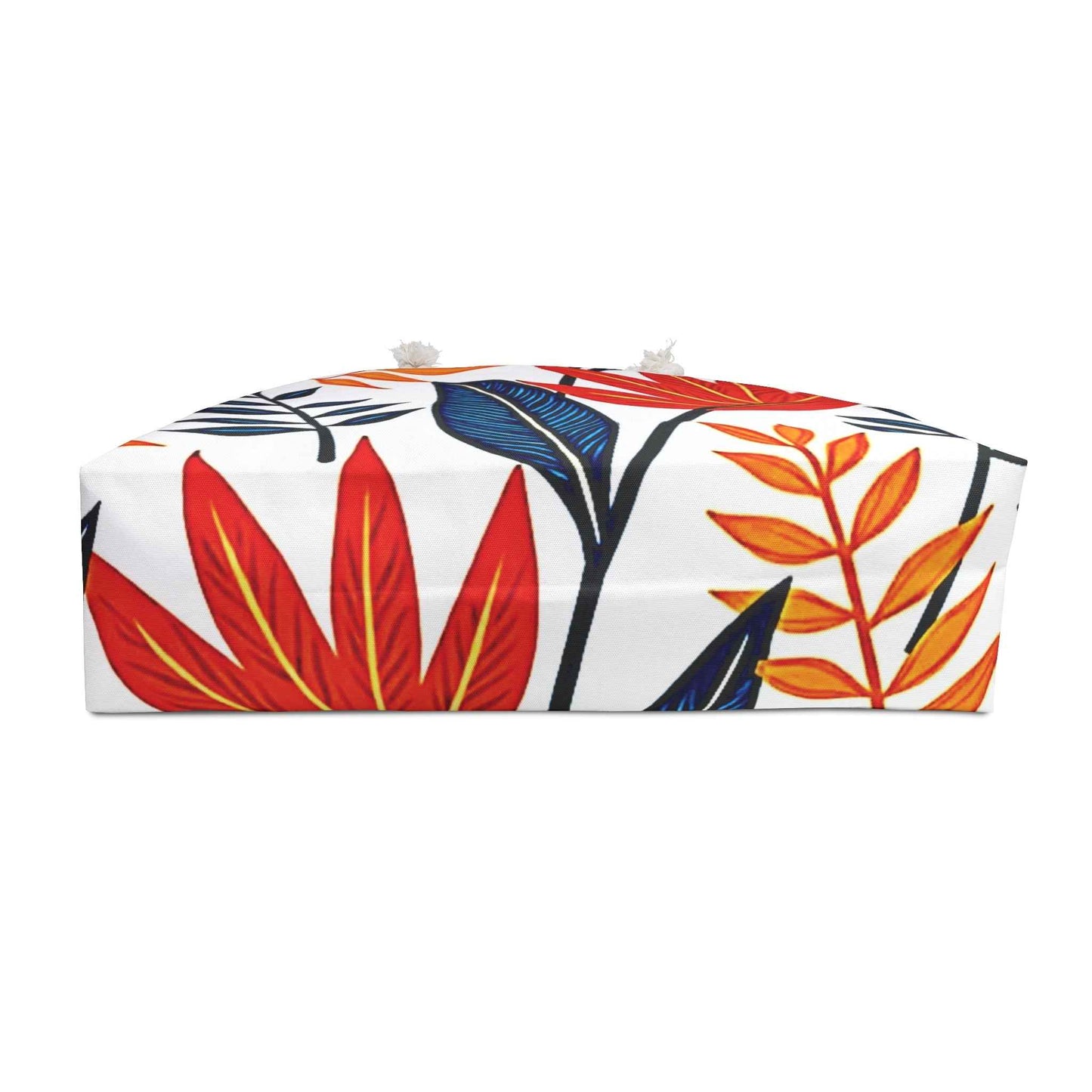 Bold Red Blue Tropical Leaves Weekender Bag | Leaf Print Tote