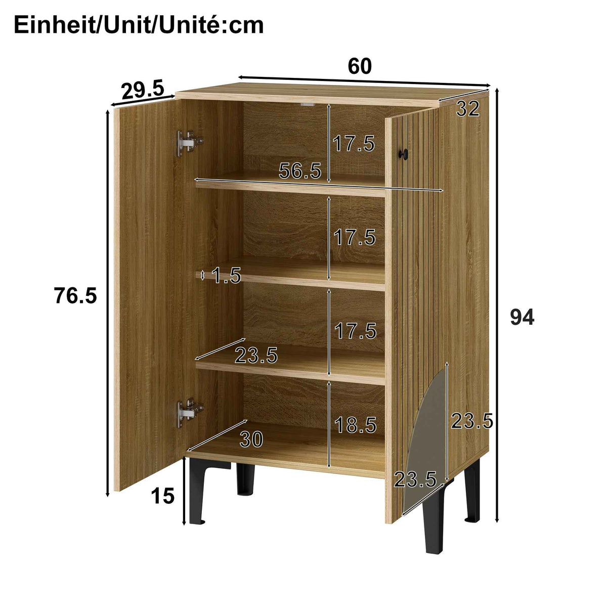 Modern Wooden Shoe Cabinet with Doors – Space-Saving Entryway Shoe Organizer with Shelves