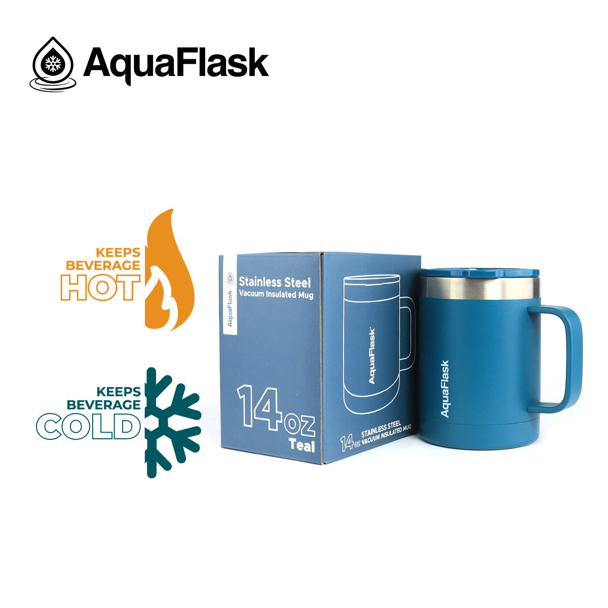 Aquaflask Thermobecher isoliert mit Deckel und Henkel 415ml (14 oz)