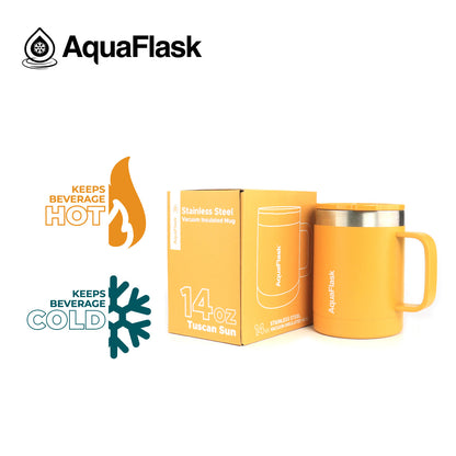 Aquaflask Thermobecher isoliert mit Deckel und Henkel 415ml (14 oz)