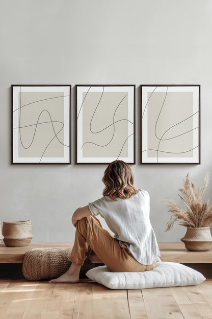ELEGANTES KURVENDUO (3 Werke auf gespannter Leinwand)