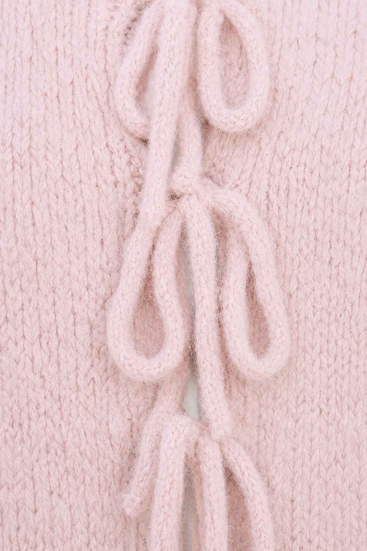Women's Knit Crew-Neck Cardigan, Elbow-Length Sleeves & Cord Front Tie