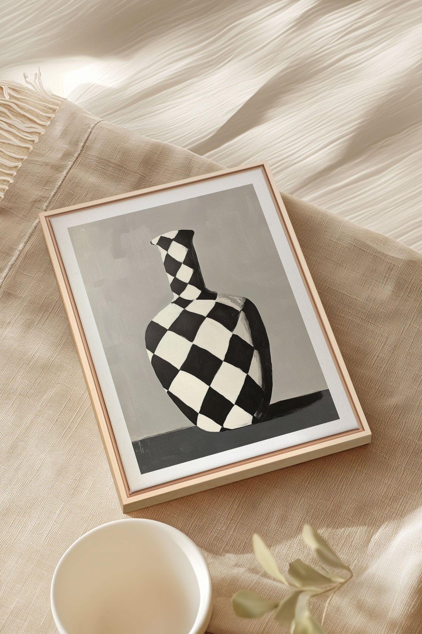SCHACHBRETTVASE, Werk auf gespannter Leinwand