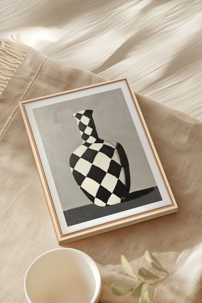 SCHACHBRETTVASE, Werk auf gespannter Leinwand
