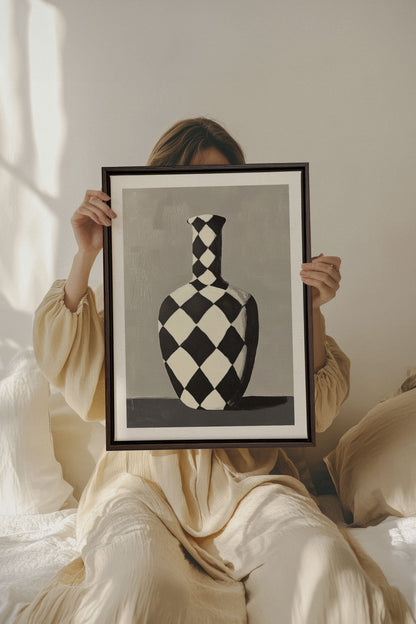 SCHACHBRETTVASE, Werk auf gespannter Leinwand
