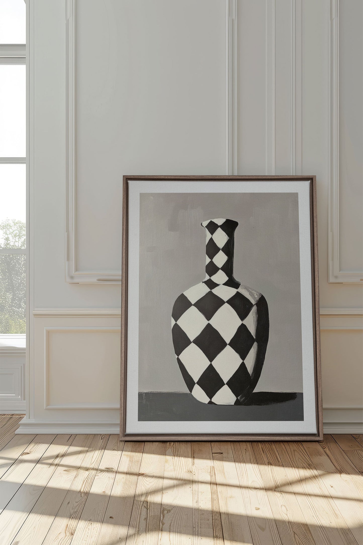 SCHACHBRETTVASE, Werk auf gespannter Leinwand