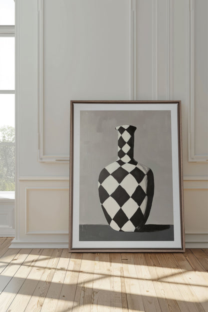 SCHACHBRETTVASE, Werk auf gespannter Leinwand