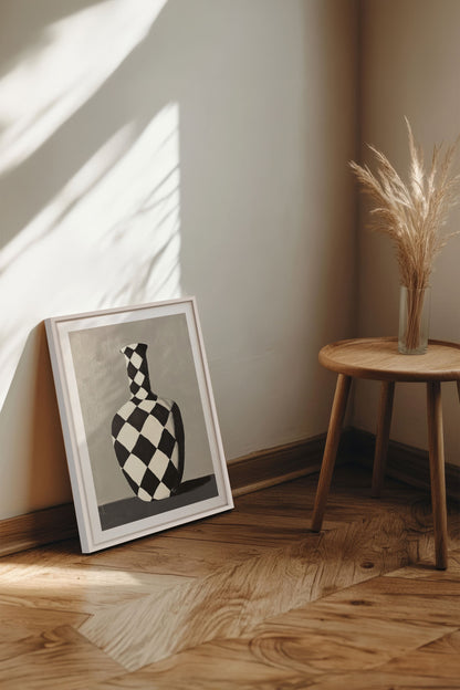 SCHACHBRETTVASE, Werk auf gespannter Leinwand