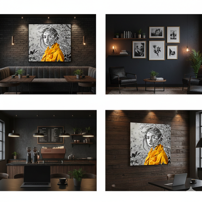Yellow Scarf Portrait Digital Art - AURABAGS SHOP