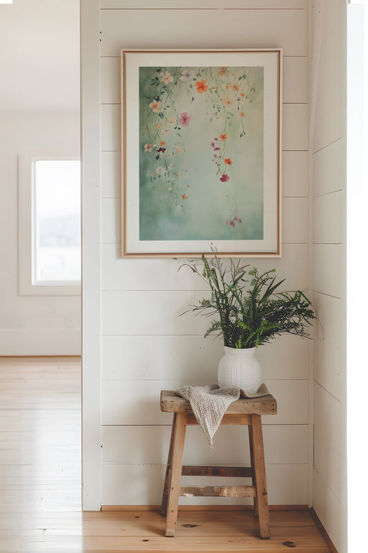 FLORAL CASCADE, Mixed media on stretched canvas