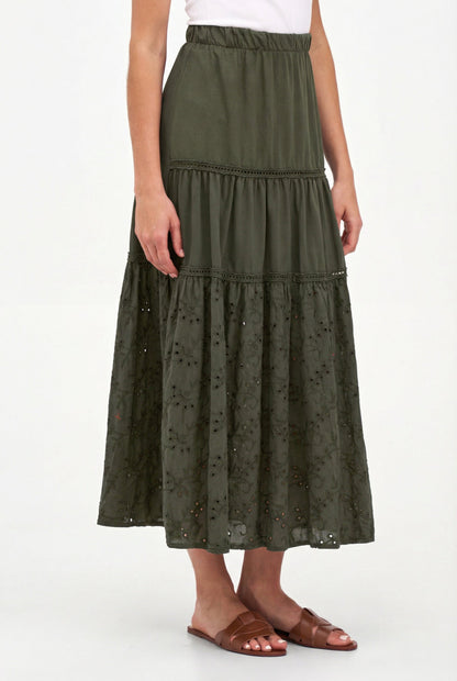 Women's Knit/Woven Combo Skirt