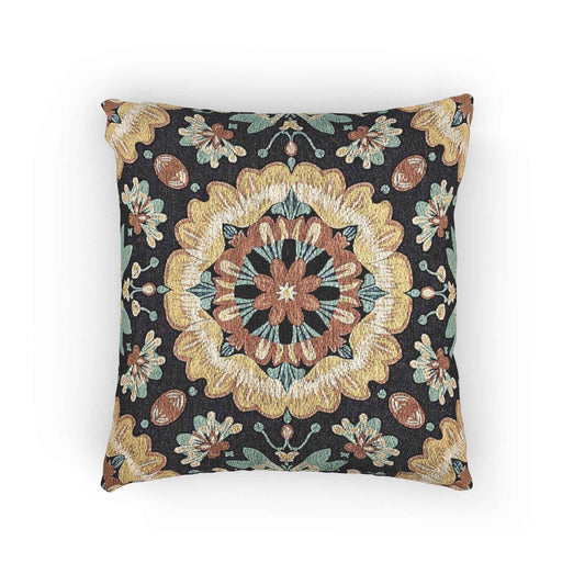 Boho Mandala Woven Pillow | Kilim Mosaic Cushion Cover