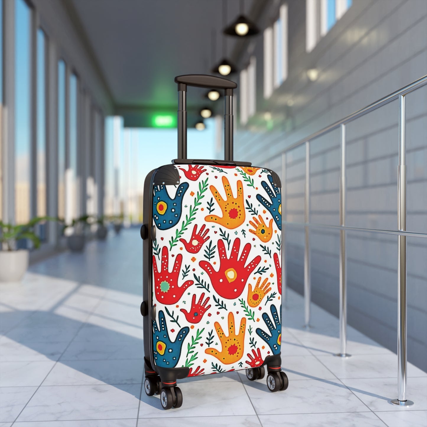 Bunter Handabdruck-Muster-Koffer — Verspieltes Reise-Handgepäck für Kinder & Familien