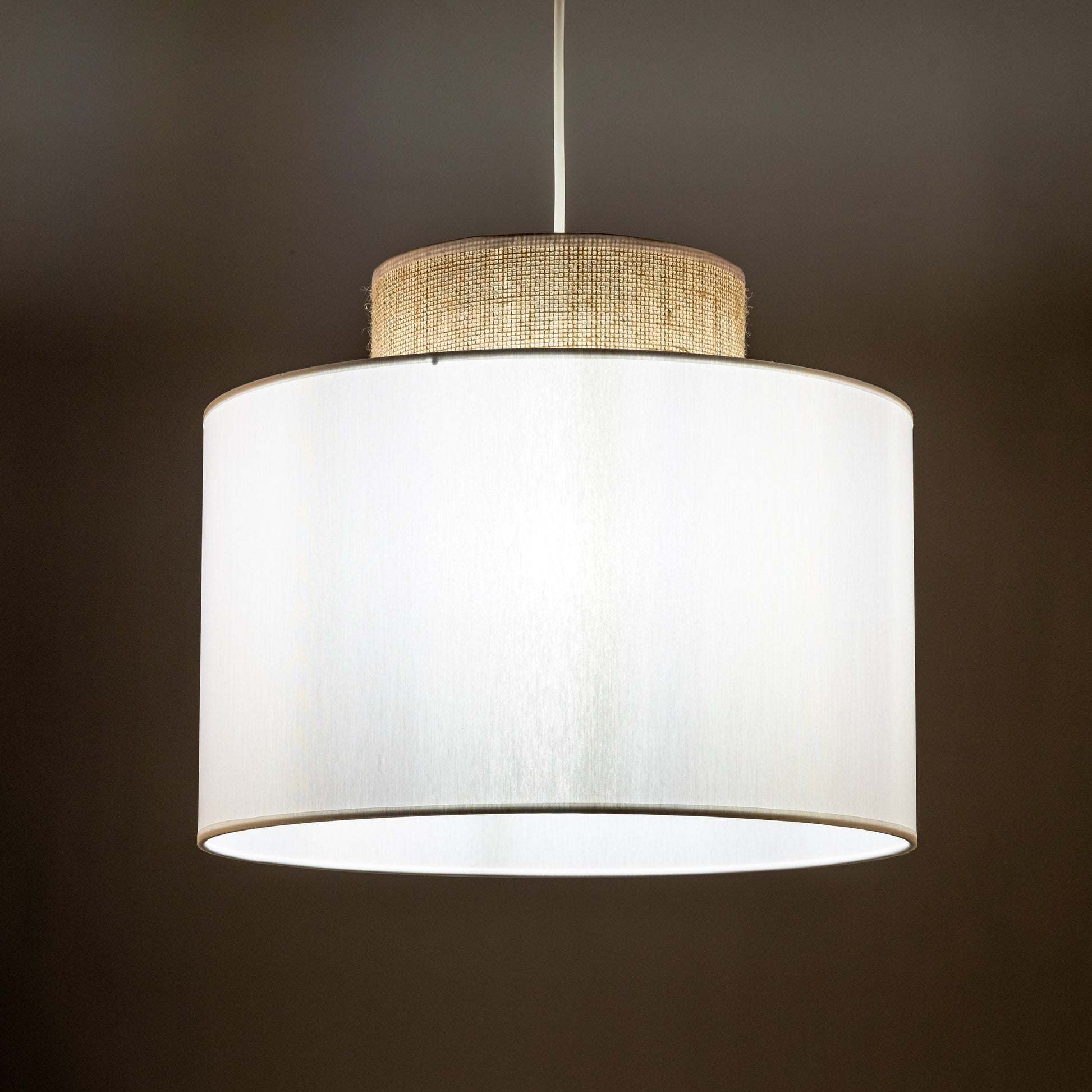 Duo White Jute Scandinavian Pendant Ceiling Light for Kitchen Island, Dining Room & Natural Interiors - AURABAGS SHOP