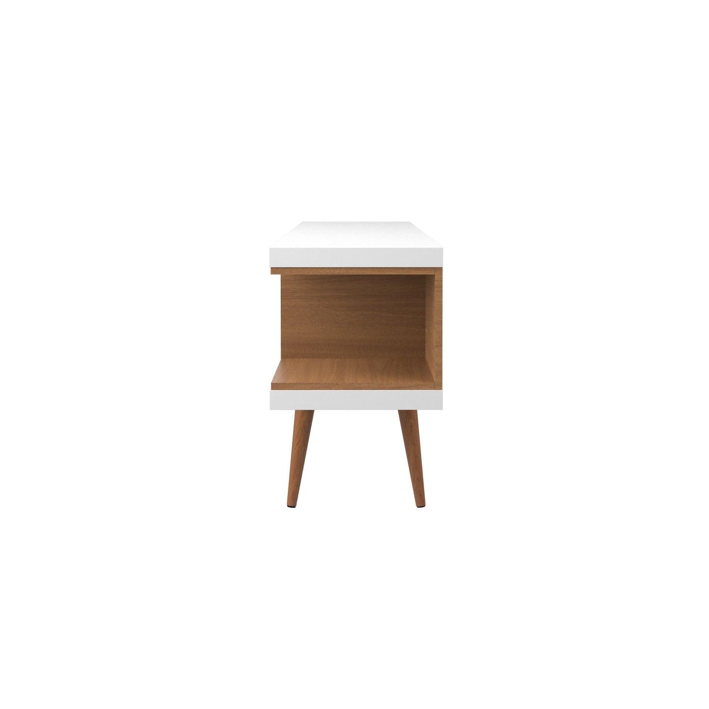 Eureka Modern TV-Ständer 53,14" mit 4 Regalen – Weiß Hochglanz/Ahorncreme