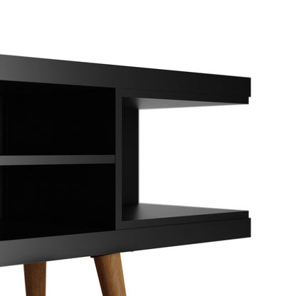 Eureka Modern 53.14" TV-Schrank mit 4 Einlegeböden - Schwarz/Ahorn Creme