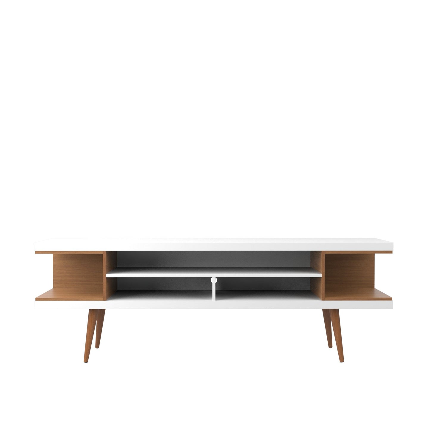 Eureka Modern 70.47" TV-Lowboard mit 4 Ablagen – Weiß Hochglanz/Ahorn Creme