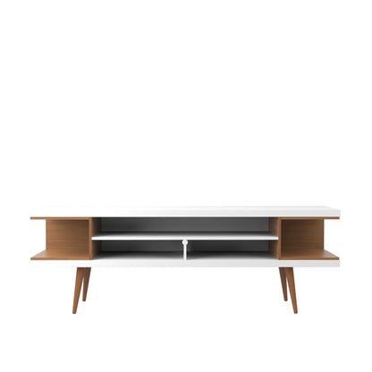 Eureka Modern 70.47" TV-Lowboard mit 4 Ablagen – Weiß Hochglanz/Ahorn Creme