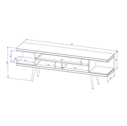 Eureka Modern 70.47" TV-Lowboard mit 4 Ablagen – Weiß Hochglanz/Ahorn Creme