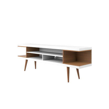 Eureka Modern 70.47" TV-Lowboard mit 4 Ablagen – Weiß Hochglanz/Ahorn Creme