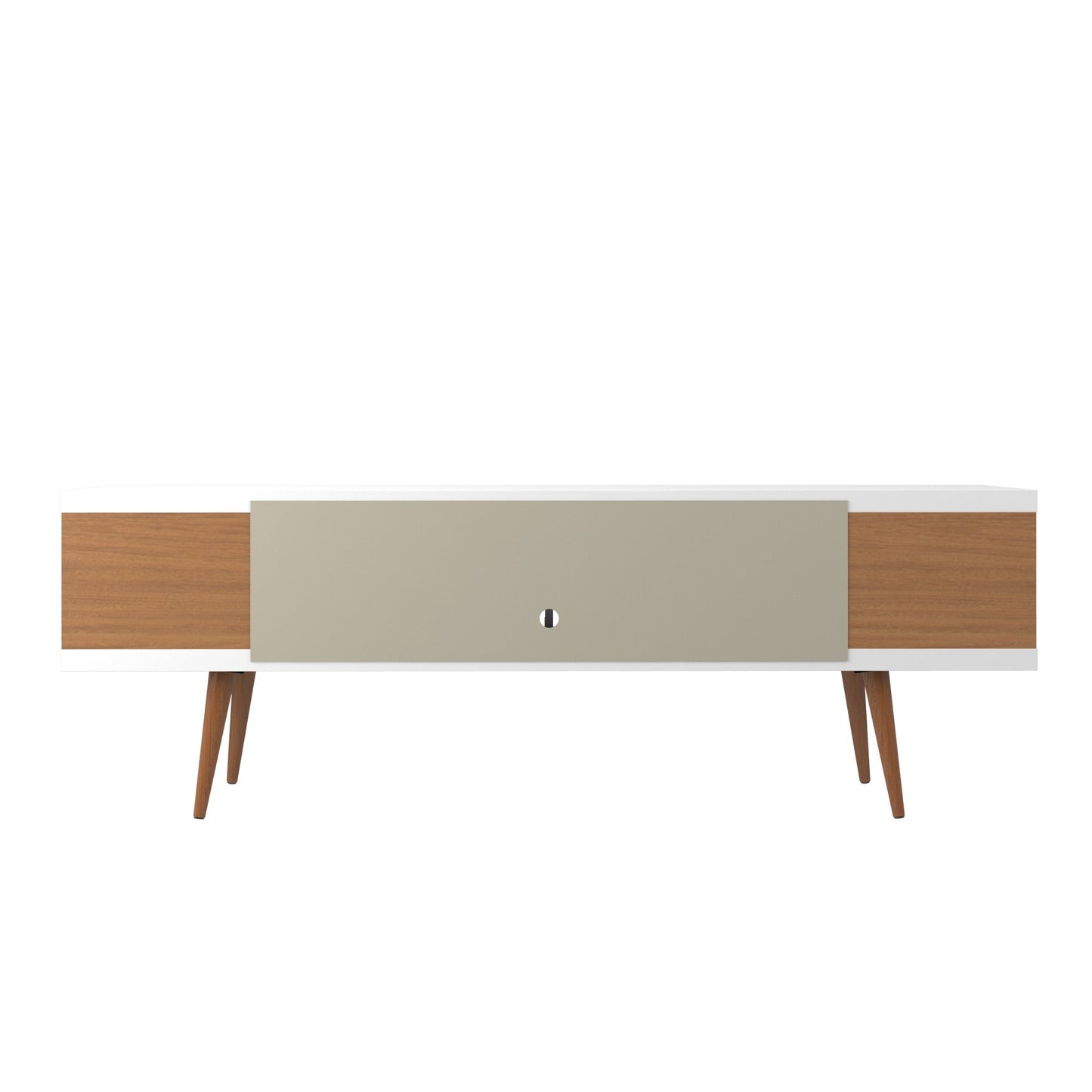 Eureka Modern 70.47" TV-Lowboard mit 4 Ablagen – Weiß Hochglanz/Ahorn Creme