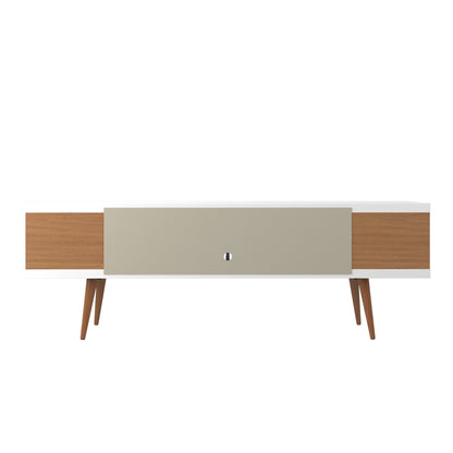 Eureka Modern 70.47" TV-Lowboard mit 4 Ablagen – Weiß Hochglanz/Ahorn Creme