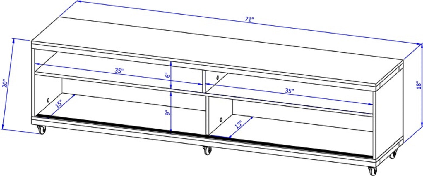 Eureka Modern 70,47" TV-Lowboard mit 4 Ablagen – Weiß