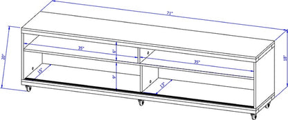 Eureka Modern 70,47" TV-Lowboard mit 4 Ablagen – Weiß