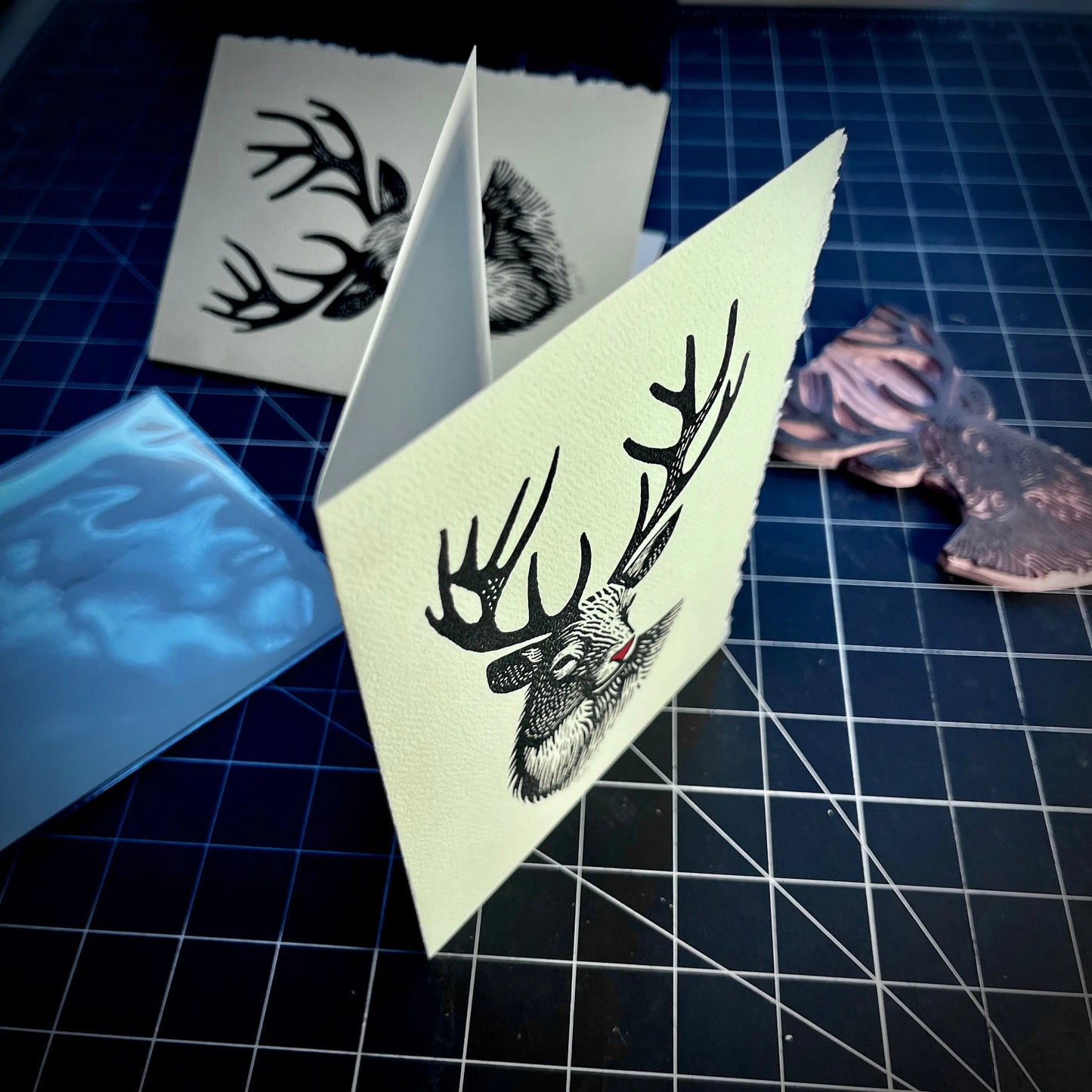 Guide My Slay Tonight Weihnachtskarte | LINOLSCHNITTKARTE