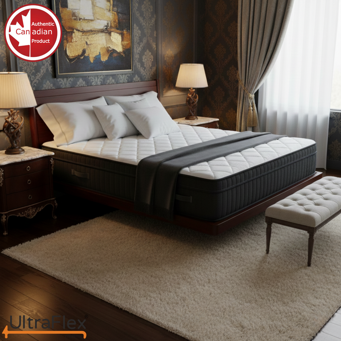 UltraFlex® Opulence Mittelharte Orthopädische Hybridmatratze – Hergestellt in Kanada mit Fortschrittlichem Kühlgel und Taschenfedersystem für Ungestörten Schlaf und Rand-zu-Rand-Unterstützung