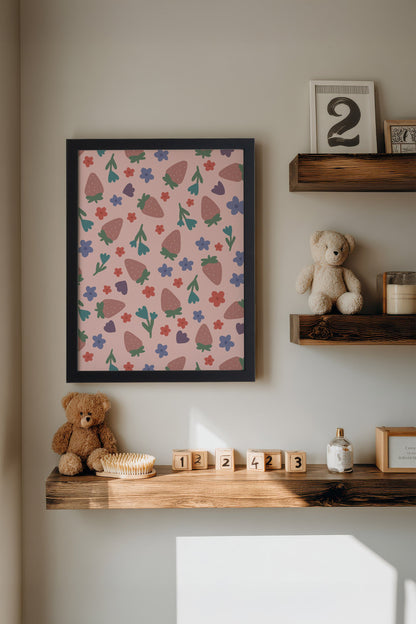 Fraises en Fête, Gerahmte Leinwand