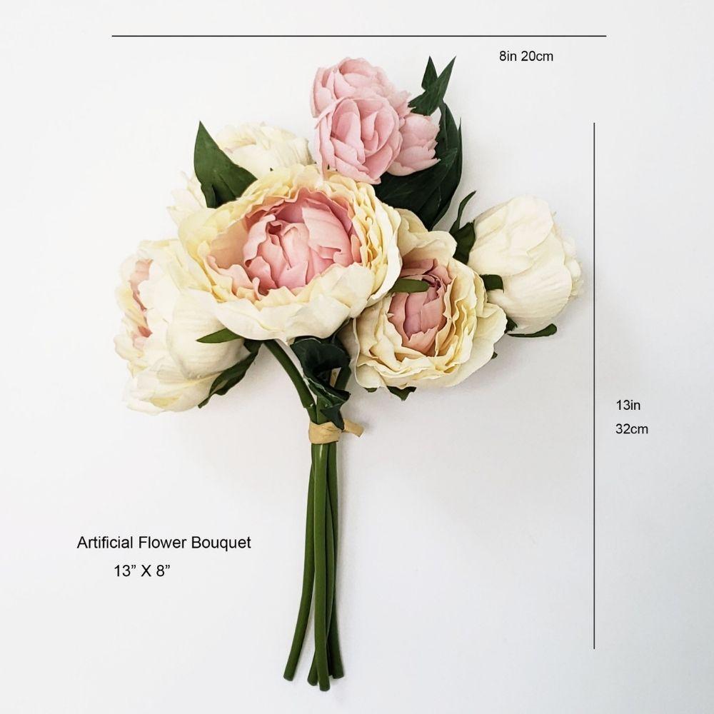 Pfirsichrosa-Creme Künstlicher Pfingstrosenblumenstrauß 33x20cm