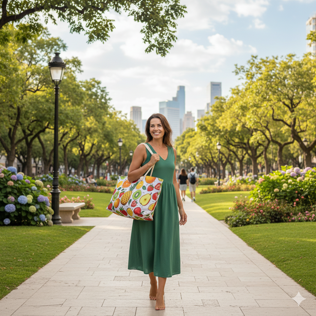 Tropical Fruit Pattern Weekender Bag | Pineapple Strawberry Kiwi, Large Tote Bag - AURABAGS SHOP