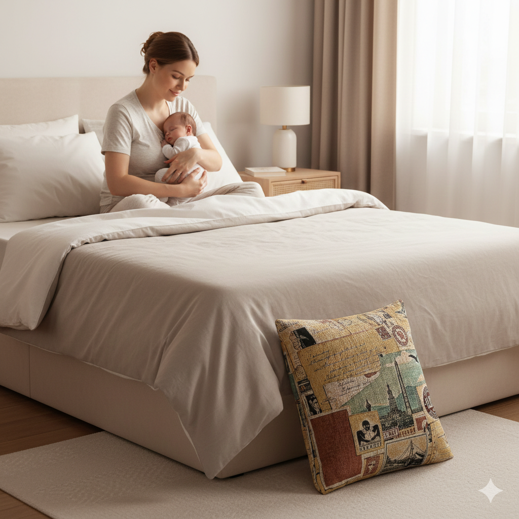 Vintage Travel Collage Woven Pillow | Cityscape Postcard Tapestry - AURABAGS SHOP