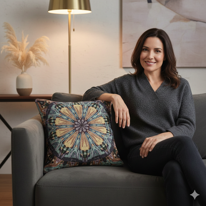 Geometric Mandala Woven Pillow | Boho Tile Decorative Cushion - AURABAGS SHOP