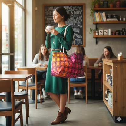 Colorful Geometric Tile Weekender Bag | Rainbow Gradient Pattern - AURABAGS SHOP