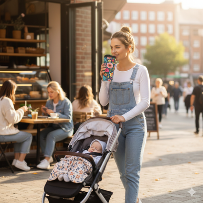 Colorful Floral Pattern Stainless Steel Travel Mug | Flower Travel Tumbler - AURABAGS SHOP