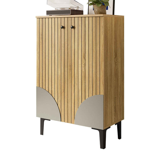 Modern Wooden Shoe Cabinet with Doors – Space-Saving Entryway Shoe Organizer with Shelves