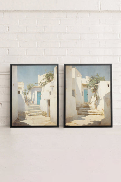 SET VINTAGE GREEK VILLAS (2 stretched canvas artworks)