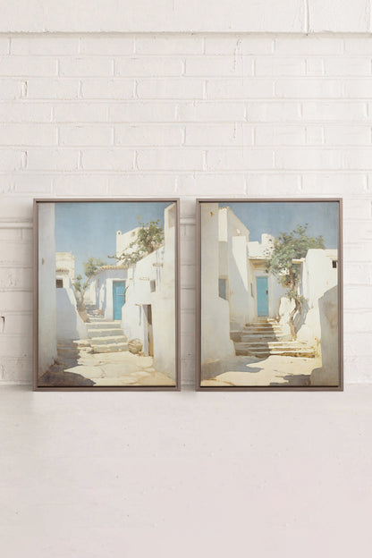 SET VINTAGE GREEK VILLAS (2 stretched canvas artworks)