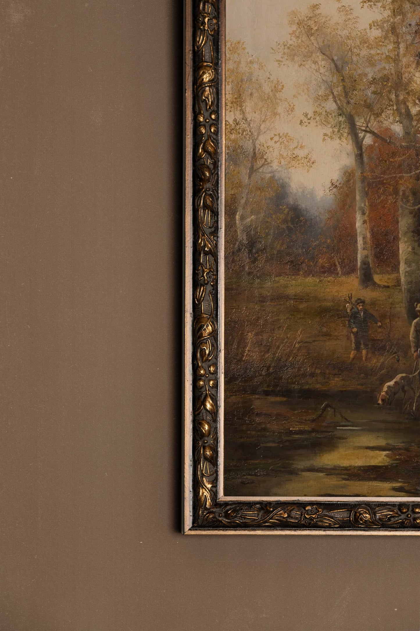 Under the golden trees, bronze vintage frame
