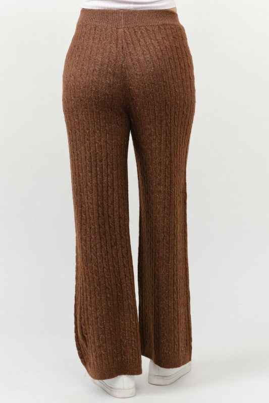 Cable Knit Wide Leg Sweater Pants
