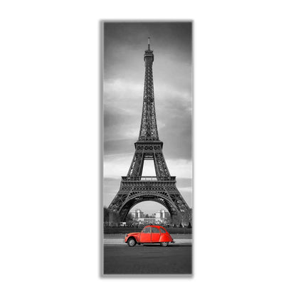 Wandbild Eiffelturm Schwarz, Weiß und Rot-Leinwand Stadtsilhouette