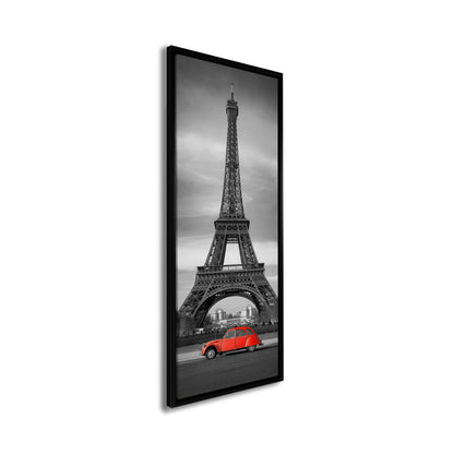 Wandbild Eiffelturm Schwarz, Weiß und Rot-Leinwand Stadtsilhouette