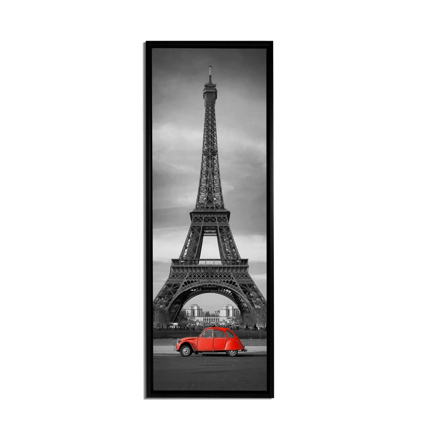 Wandbild Eiffelturm Schwarz, Weiß und Rot-Leinwand Stadtsilhouette