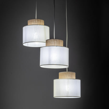 DUO White Jute Natural Pendant Light 3 - AURABAGS SHOP